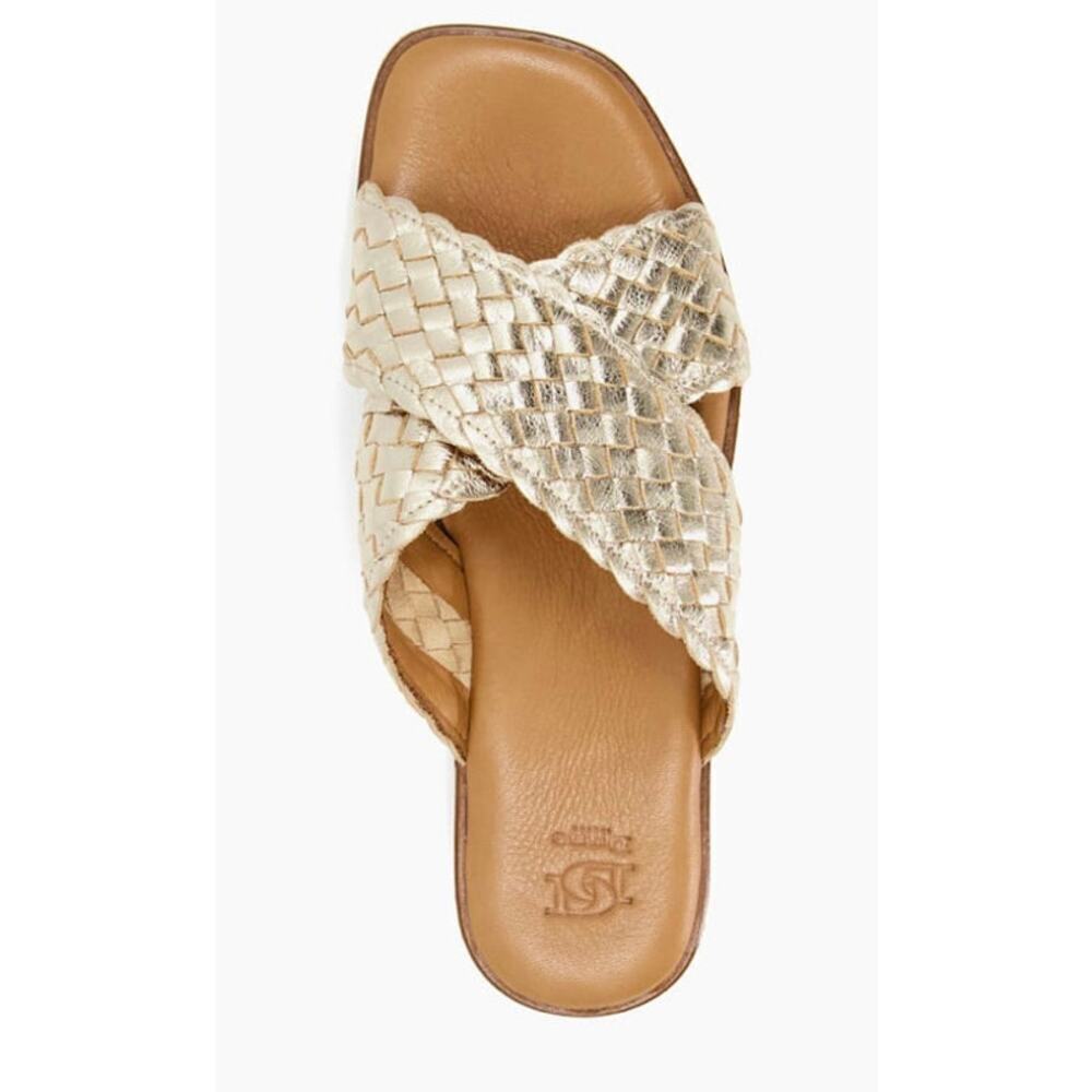 Dune London Woven Metallic Leather Sliders EURO 37/ US 7